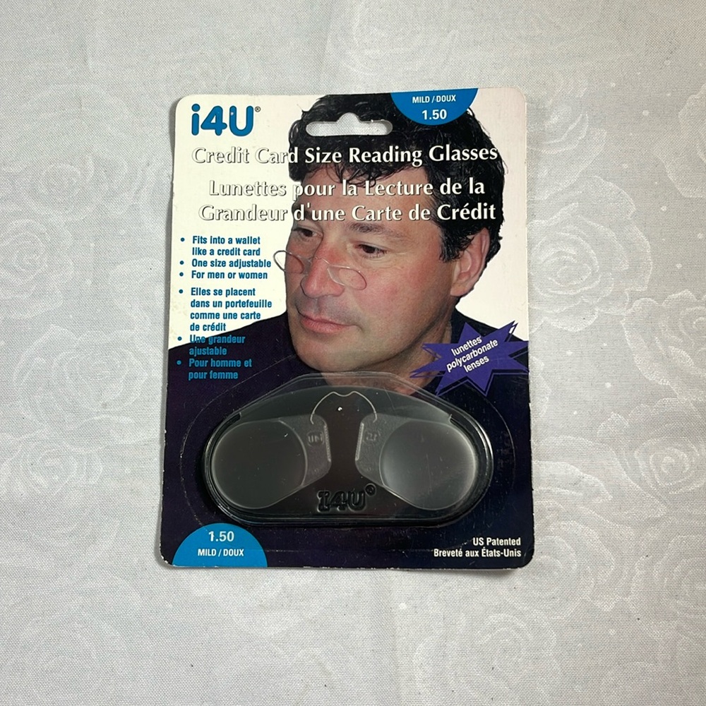 Clear Credit Card Size Reading Glasses 1.50 Mild Strength